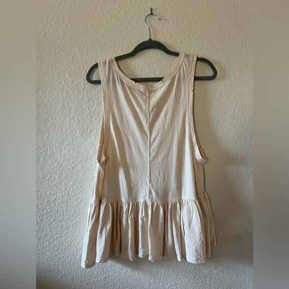 Free People Distressed Nude/Blush Peplum Tank - Picture 2 of 4